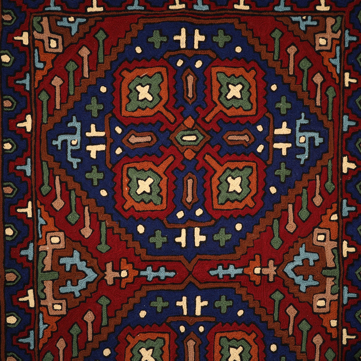 Original Kashmiri Chain Stitch Crewel Hand Embroidery Rug / Carpet (3 x 2 Feet) 24