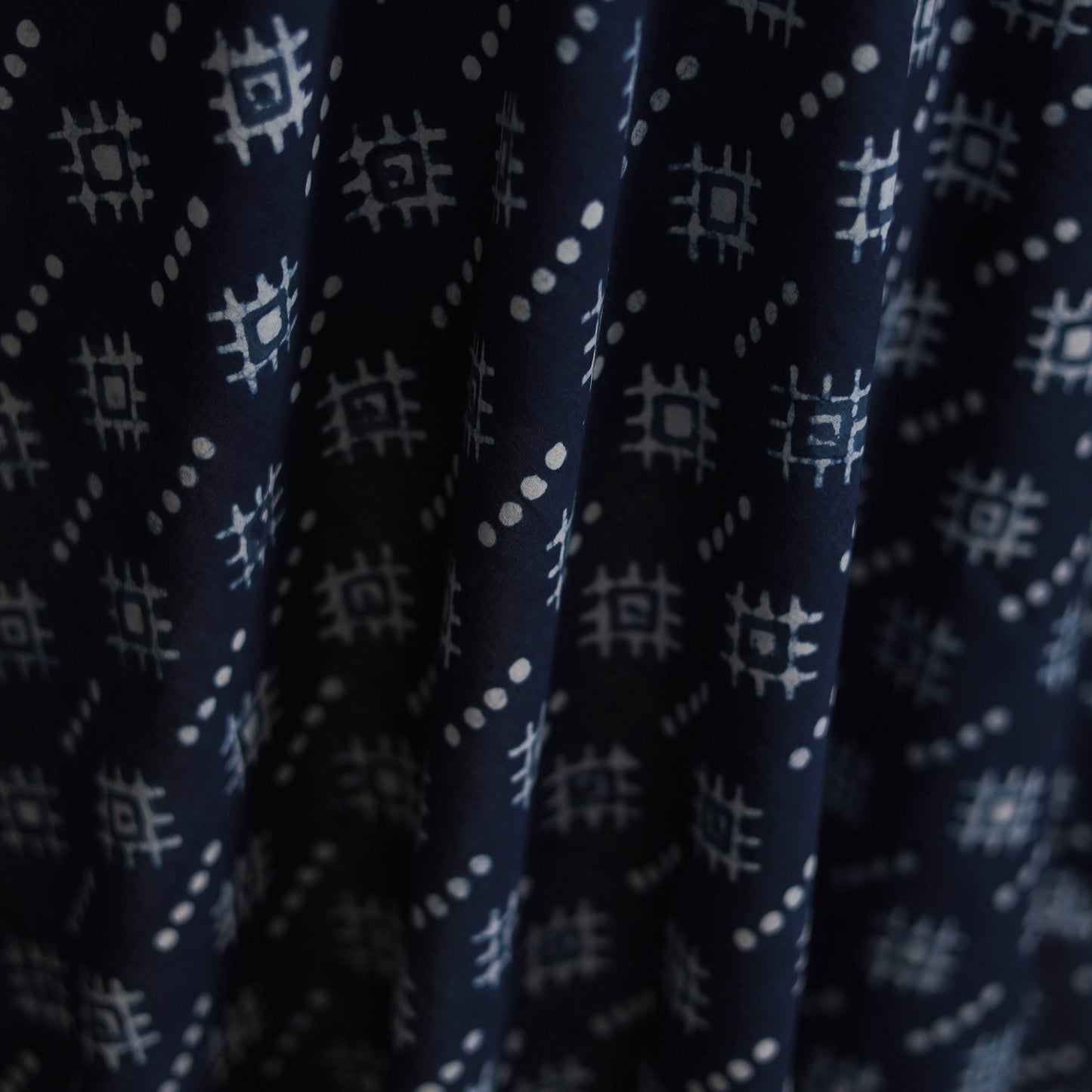 Blue - Hand Block Indigo Bagru Print Natural Dyed Cotton Fabric 12
