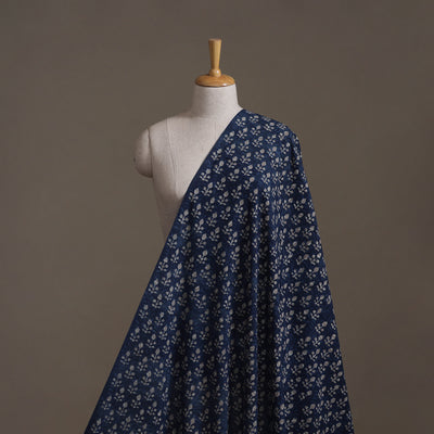 Blue - Hand Block Indigo Bagru Print Natural Dyed Cotton Fabric 13