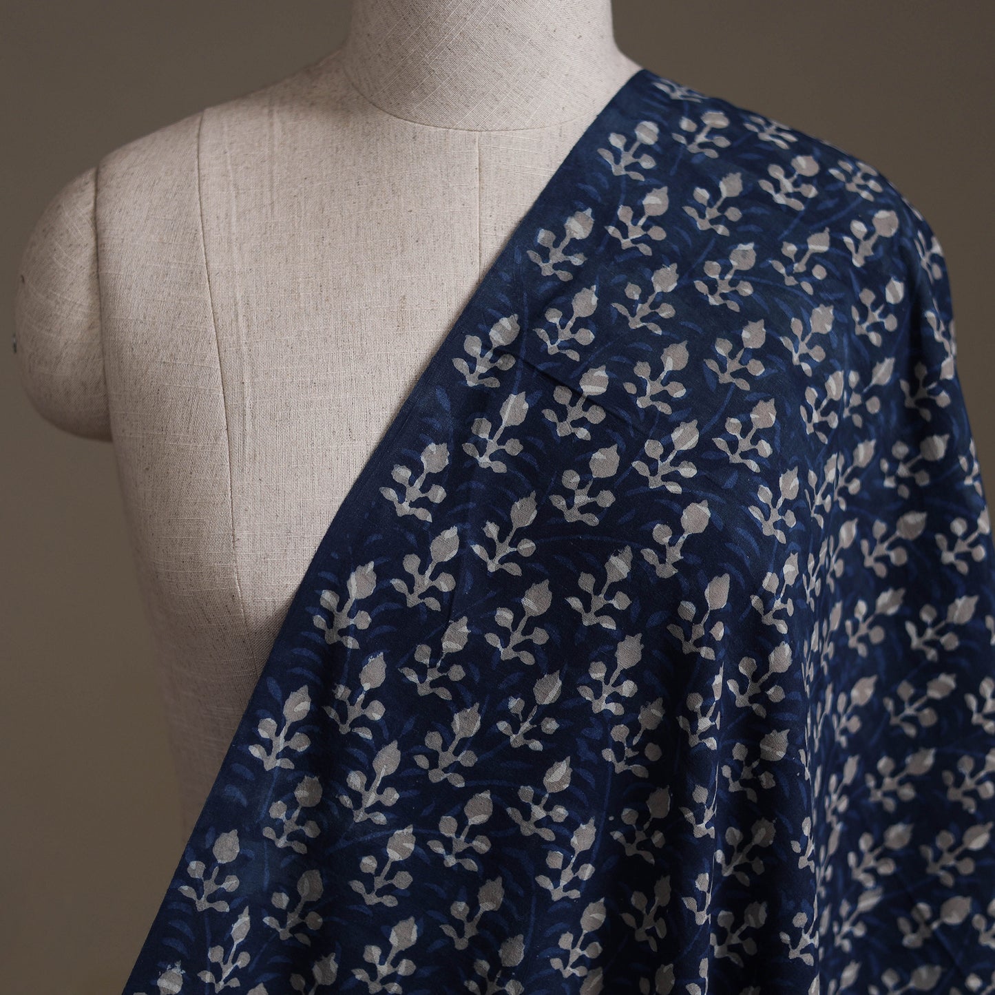 Blue - Hand Block Indigo Bagru Print Natural Dyed Cotton Fabric 13