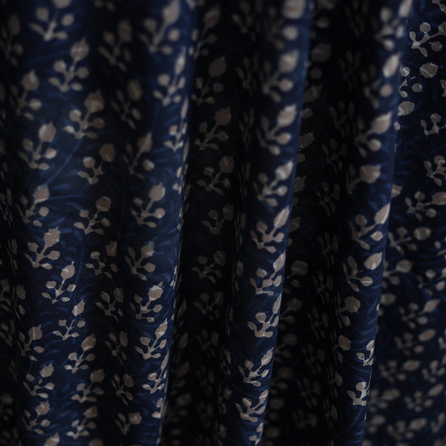 Blue - Hand Block Indigo Bagru Print Natural Dyed Cotton Fabric 13