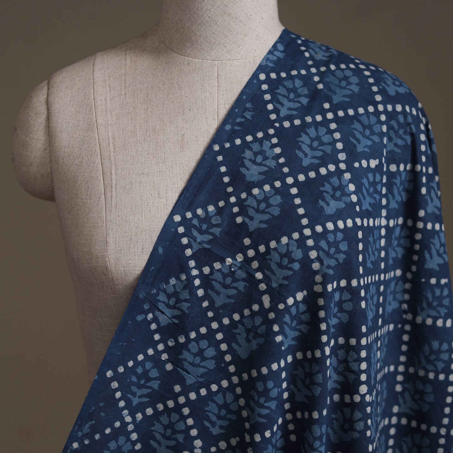 Blue - Hand Block Indigo Bagru Print Natural Dyed Cotton Fabric 14