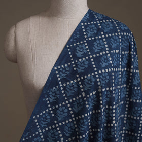 Blue - Hand Block Indigo Bagru Print Natural Dyed Cotton Fabric 14