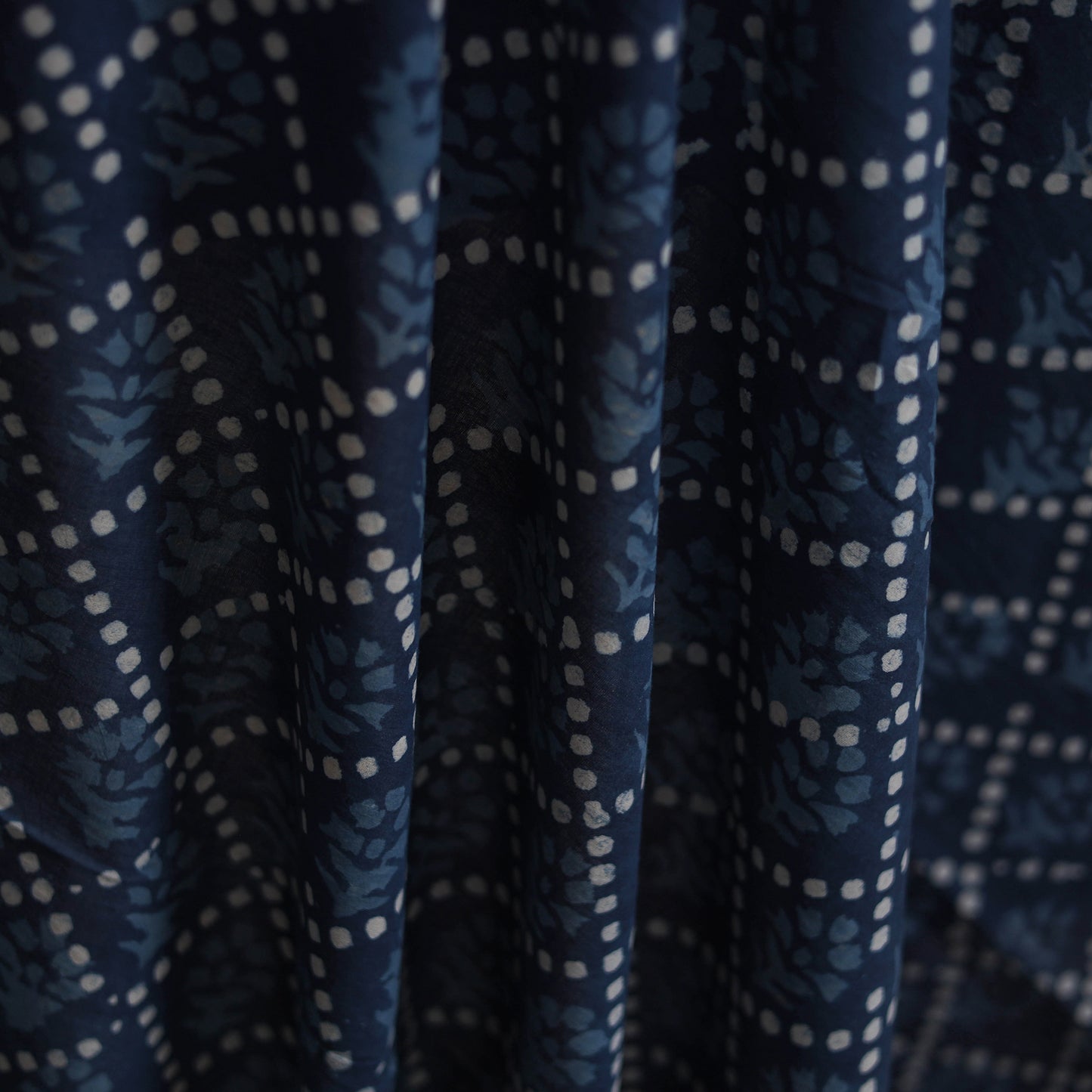 Blue - Hand Block Indigo Bagru Print Natural Dyed Cotton Fabric 14