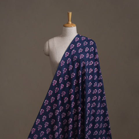 Blue - Hand Block Indigo Bagru Print Natural Dyed Cotton Fabric 15