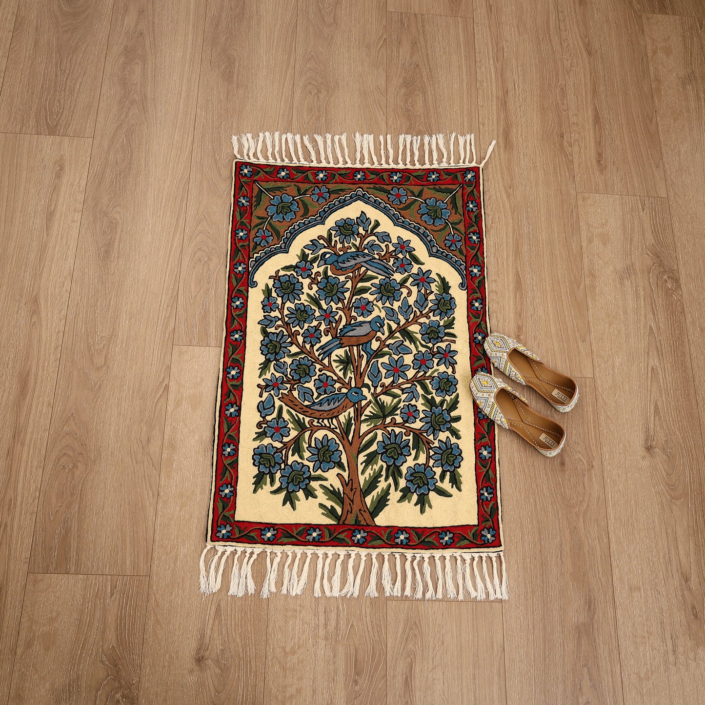 Original Kashmiri Chain Stitch Crewel Hand Embroidery Rug / Carpet (3 x 2 Feet) 25