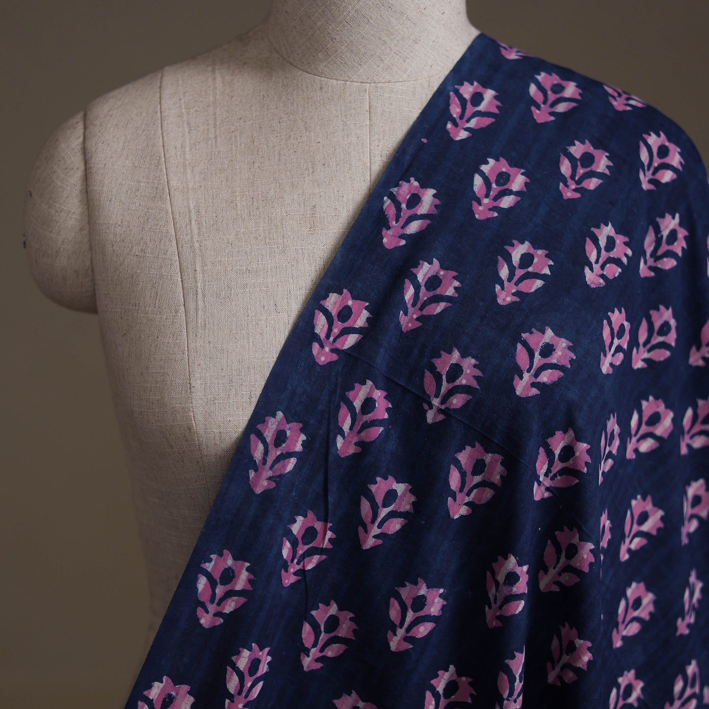 Blue - Hand Block Indigo Bagru Print Natural Dyed Cotton Fabric 15