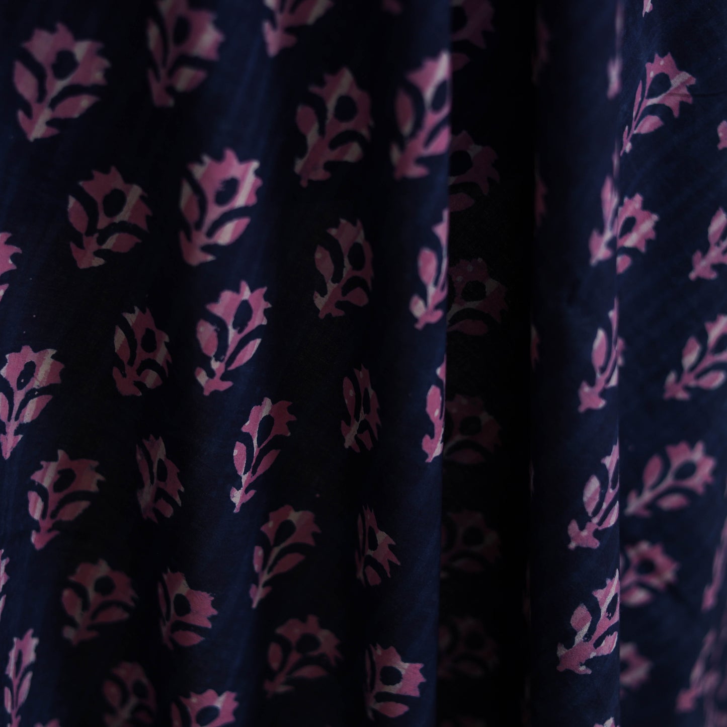 Blue - Hand Block Indigo Bagru Print Natural Dyed Cotton Fabric 15