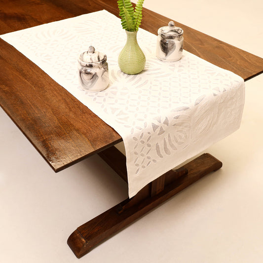 Applique Cut work Cotton Table Runner (35 x 17 in)