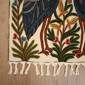 Original Kashmiri Chain Stitch Crewel Hand Embroidery Rug / Carpet (3 x 2 Feet) 26