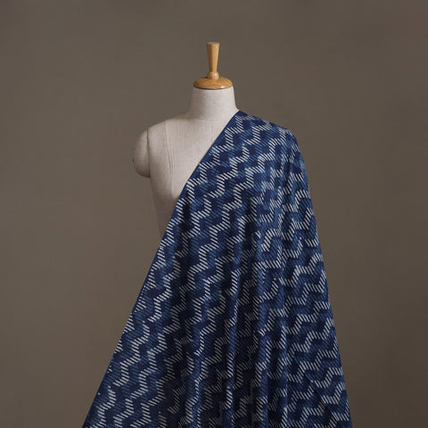 Blue - Hand Block Indigo Bagru Print Natural Dyed Cotton Fabric 19