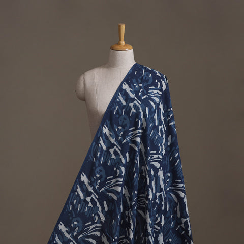 Blue - Hand Block Indigo Bagru Print Natural Dyed Cotton Fabric 21