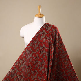 Red Natural Dyed Cotton Bindaas Block Print Fabric
