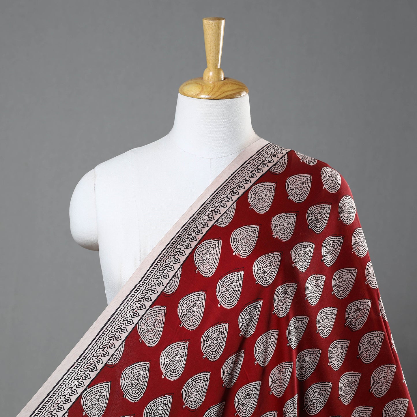 Red - Hand Block Modal Silk Bagh Print Fabric 02