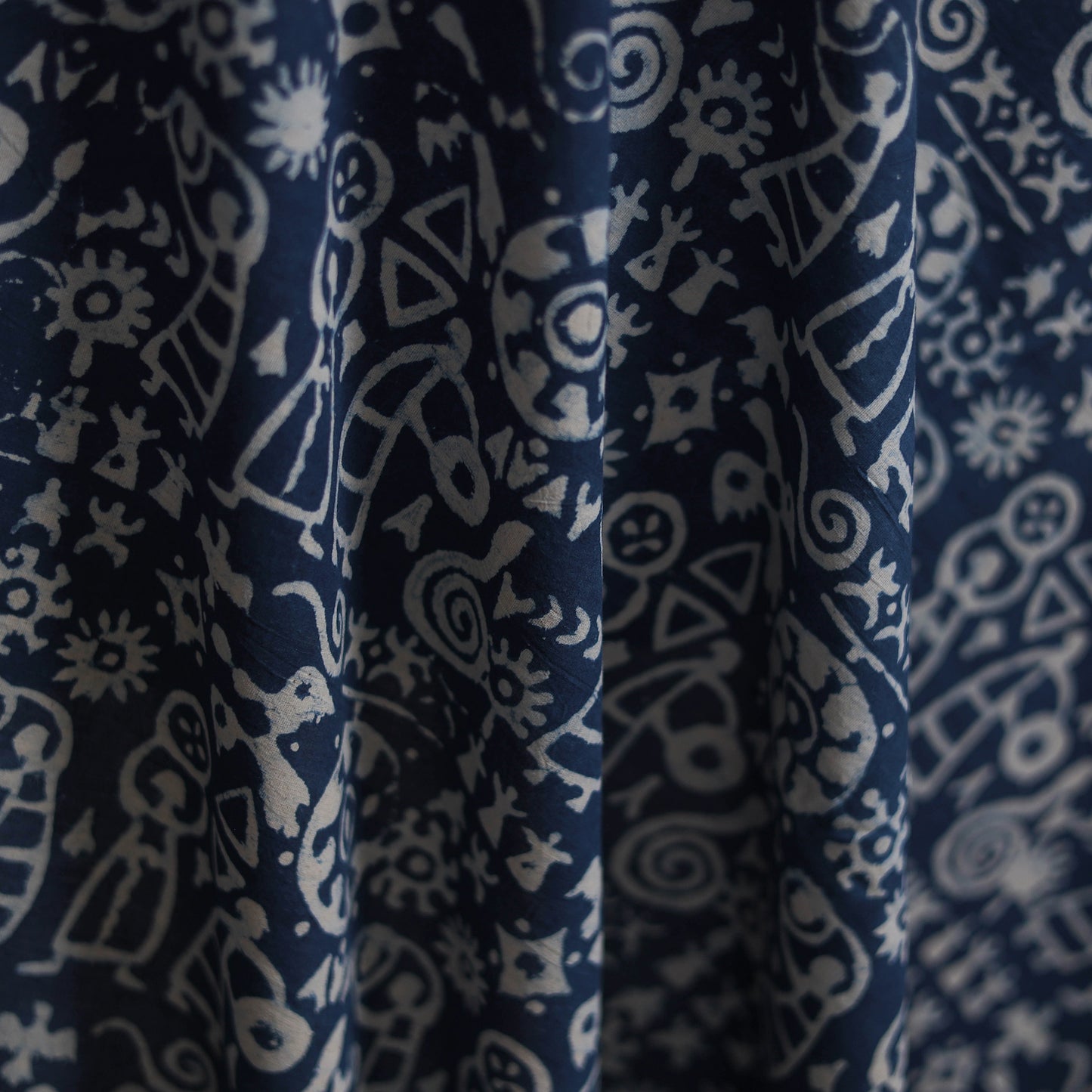 Blue - Hand Block Indigo Bagru Print Natural Dyed Cotton Fabric 22