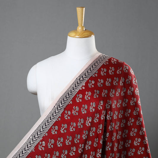 Red - Hand Block Modal Silk Bagh Print Fabric 04