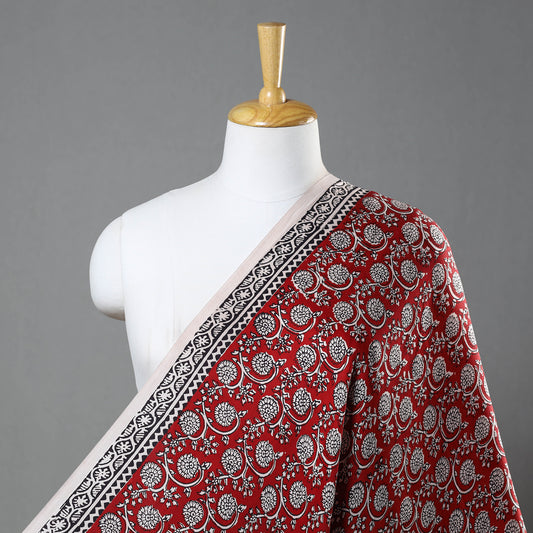 Red - Hand Block Modal Silk Bagh Print Fabric 06