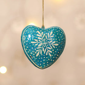 Kashmiri Handpainted Paper Mache Heart Hanging for Home Decor 16