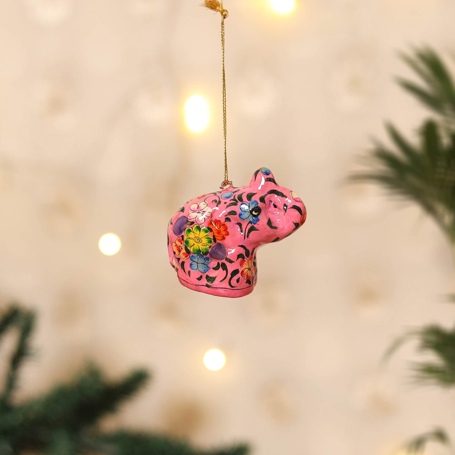 Kashmiri Handpainted Paper Mache Elephant Hanging for Home Decor 01