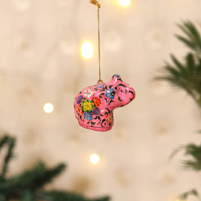 Kashmiri Handpainted Paper Mache Elephant Hanging for Home Decor 01