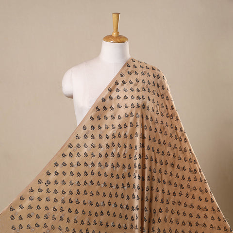 Block Print Natural Dyed Dola Silk Jacquard Buti Ajrakh Fabric 22