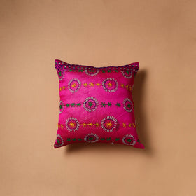 Floral Hand Embroidered Cushion Cover (16 x 16 in) 04