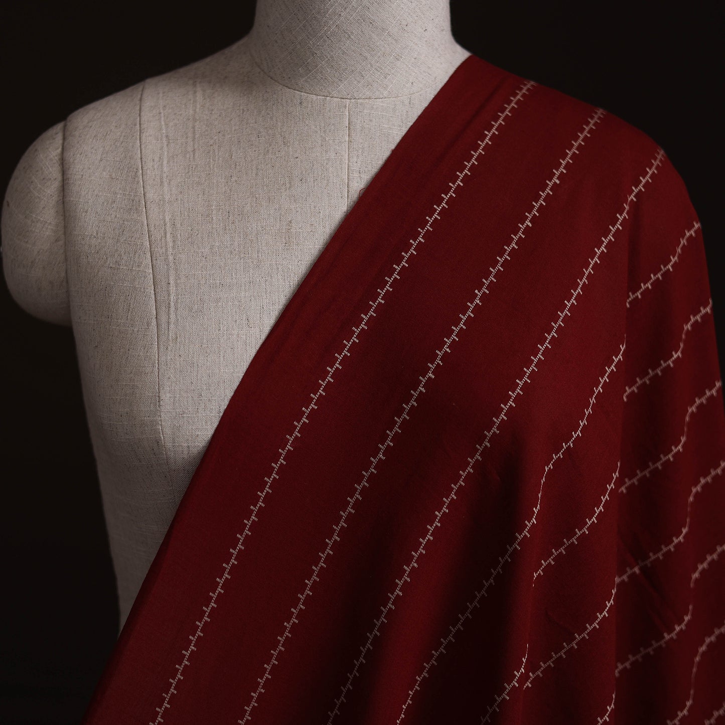 Maroon - Prewashed Cotton Jacquard Fabric 04
