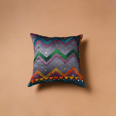 Floral Hand Embroidered Cushion Cover (16 x 16 in) 10