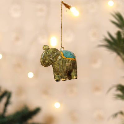 Kashmiri Handpainted Paper Mache Elephant Hanging for Home Decor 05
