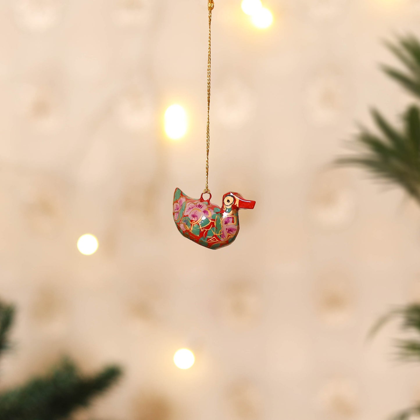 Kashmiri Handpainted Paper Mache Duck Hanging for Home Decor 11
