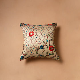 Floral Hand Embroidered Cushion Cover (16 x 16 in) 09