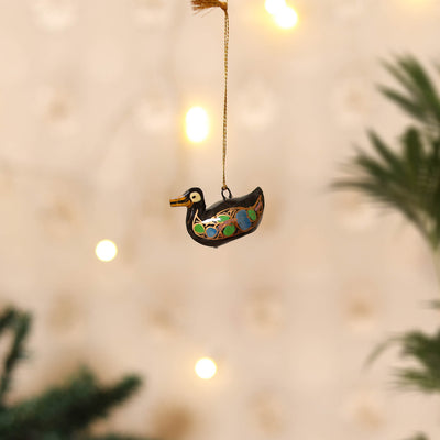 Kashmiri Handpainted Paper Mache Duck Hanging for Home Decor 12