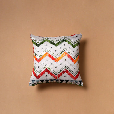 Floral Hand Embroidered Cushion Cover (16 x 16 in) 28