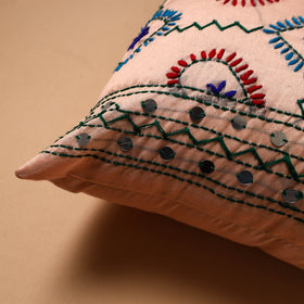 Floral Hand Embroidered Cushion Cover (16 x 16 in) 15