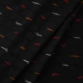 Black Cotton Pochampally Ikat Fabric