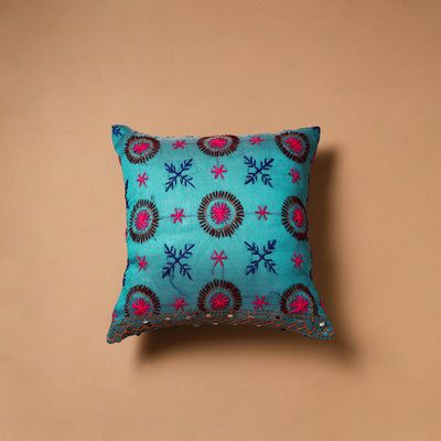 Floral Hand Embroidered Cushion Cover (16 x 16 in) 11