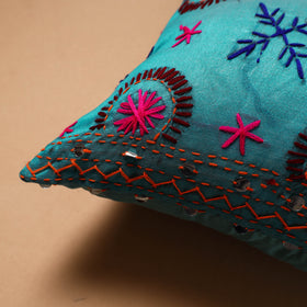 Floral Hand Embroidered Cushion Cover (16 x 16 in) 11