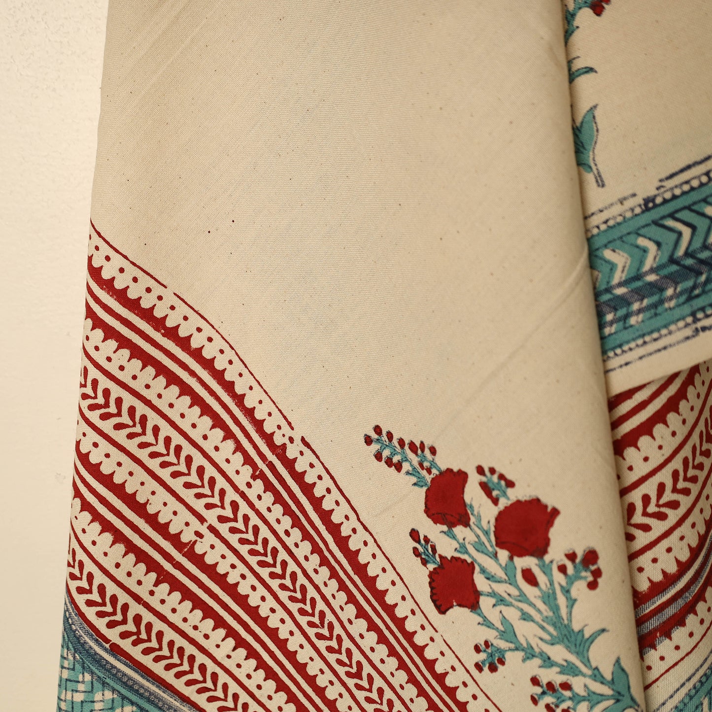 Beige - Block Printed Handloom Cotton Sanganeri Towel 05