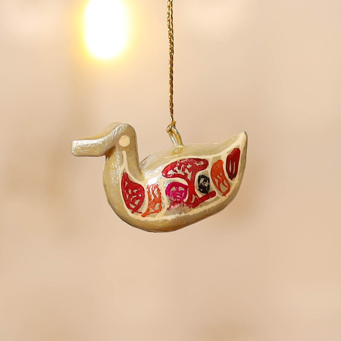 Kashmiri Handpainted Paper Mache Duck Hanging for Home Decor 14