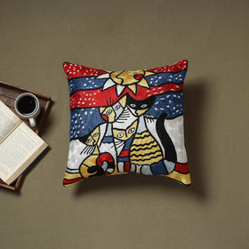 Multicolor - silk thread crewel hand embroidery cushion