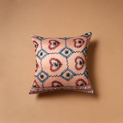 Floral Hand Embroidered Cushion Cover (16 x 16 in) 07