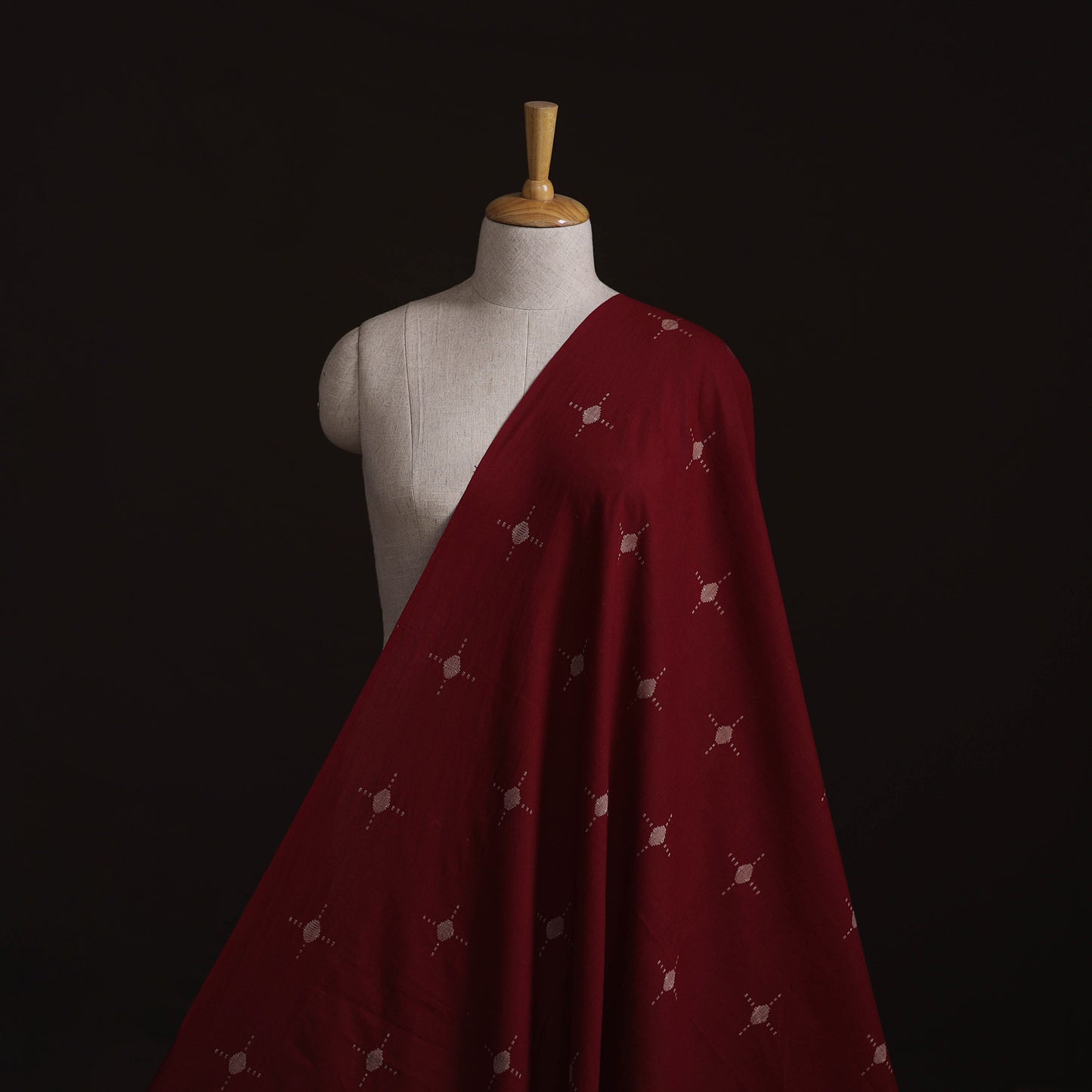 Maroon - Prewashed Cotton Jacquard Fabric 13