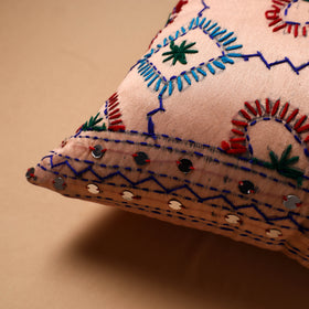 Floral Hand Embroidered Cushion Cover (16 x 16 in) 07