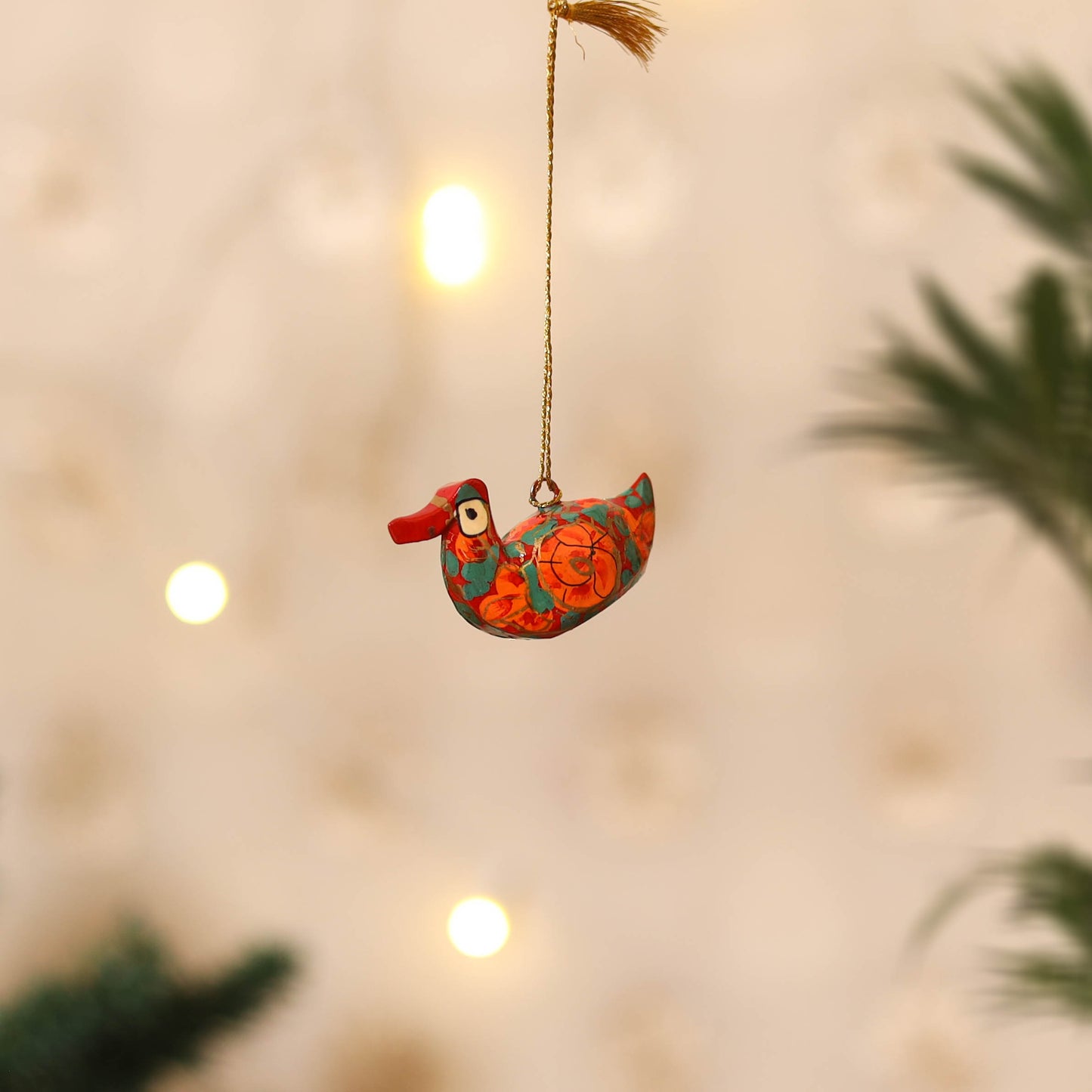 Kashmiri Handpainted Paper Mache Duck Hanging for Home Decor 15