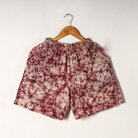 Maroon - Hand Batik Printed Cotton Unisex Boxer/Shorts