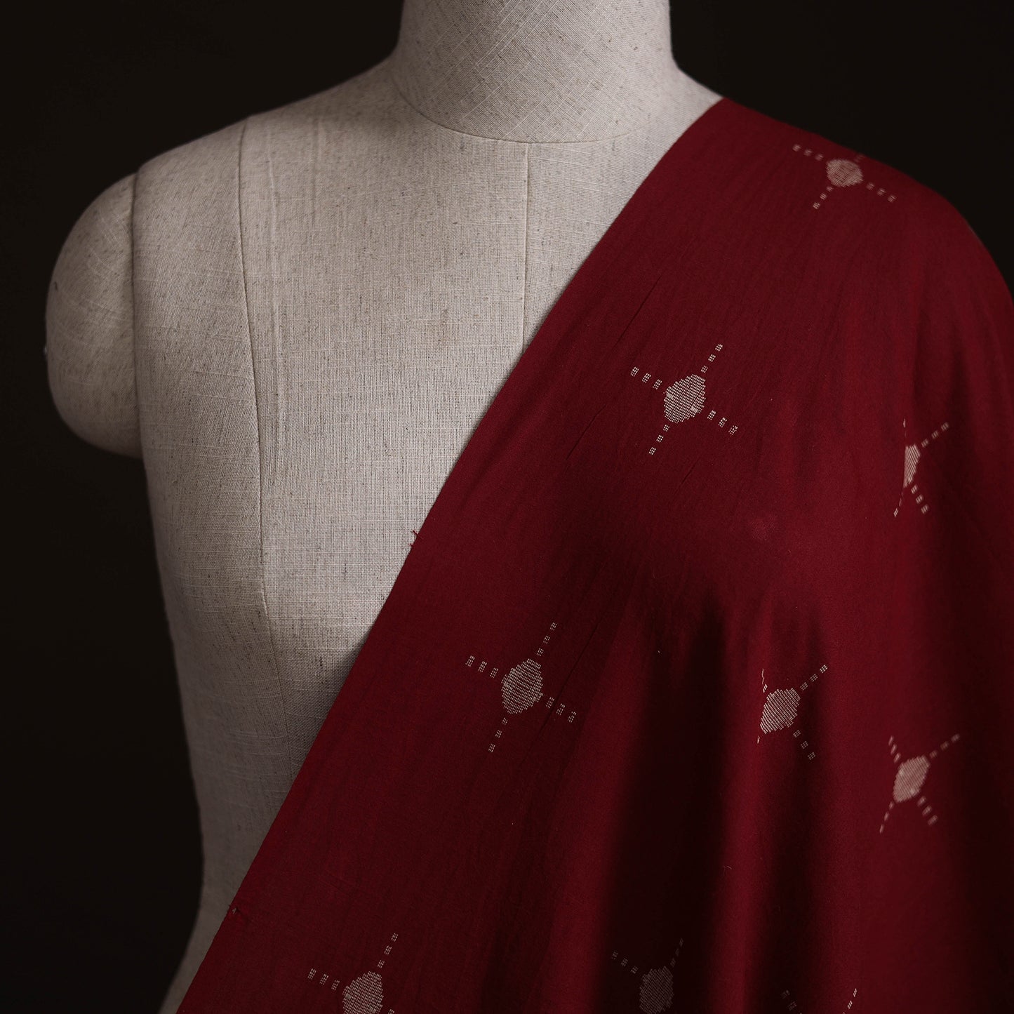 Maroon - Prewashed Cotton Jacquard Fabric 13