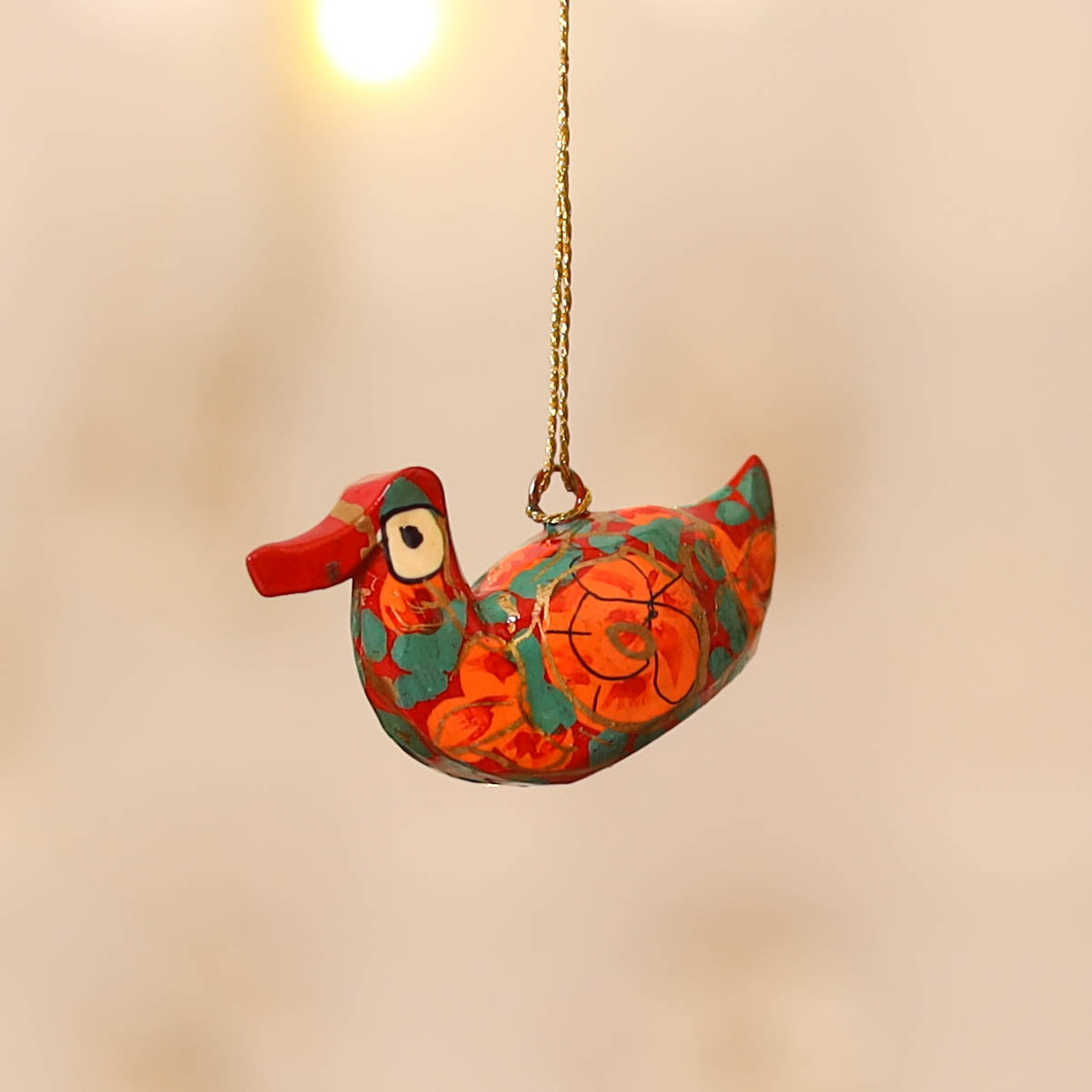 Kashmiri Handpainted Paper Mache Duck Hanging for Home Decor 15