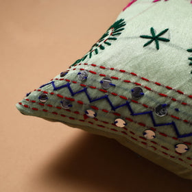 Floral Hand Embroidered Cushion Cover (16 x 16 in) 29