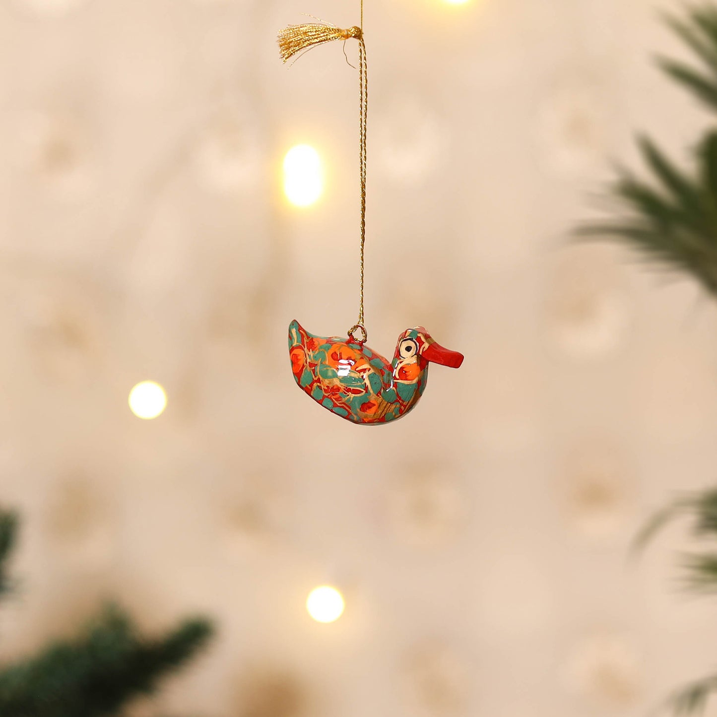 Kashmiri Handpainted Paper Mache Duck Hanging for Home Decor 15