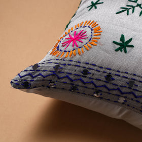 Floral Hand Embroidered Cushion Cover (16 x 16 in) 21